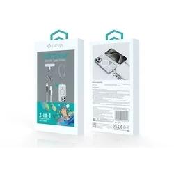 Devia - 2in1 tokba helyezhető csuklópánt és Lightning / Type-C (USB-C) szövetkábel - fehér, 30cm-2