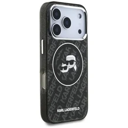 Telefontok iPhone 17 Pro - Karl Lagerfeld Glitter K&C Heads - MagSafe kompatibilis hátlap tok, fekete-3