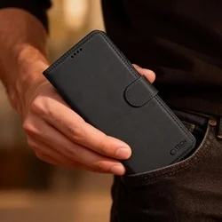 Telefontok Motorola Edge 70 5G - Tech- Protect Wallet - fekete bőr könyvtok, ráhajtófüllel ﻿-2