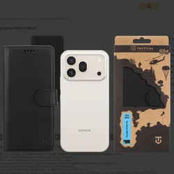 Telefontok Honor 600 Pro - Tactical Field fekete szilikon keretes könyvtok mágneses ráhajtófüllel-2