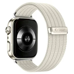 Huawei Watch Fit 3 / 4 / 4 Pro / 5 / 5 Pro - Tech- Protect Nylon - csontfehér szövet szíj-1