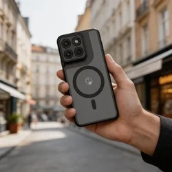 Telefontok Motorola Edge 70 5G - Tech-Protect Magmat - MagSafe kompatibilis áttetsző műanyag hátlap tok, fekete szilikon kerettel-4