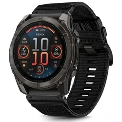 Okosóra szilikon szíj - GARMIN FENIX 5X / 5X PLUS / 6X / 6X PRO / 7X / 8 / 8 PRO (51 MM) - TECH-PROTECT Nylon fekete szövet szíj-1
