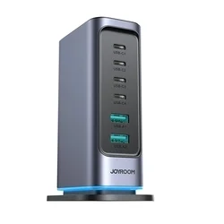 Hálózati töltő: Joyroom JR-TCM02 - 4 Type-C (USB-C) / 2 USB porttal, hálózati töltő, szürke, 65W-2