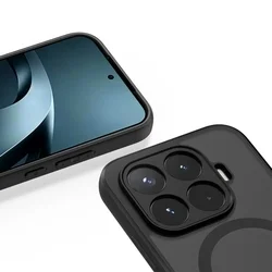 Telefontok Xiaomi 17T - Tech-Protect Magmat MagSafe kompatibilis áttetsző műanyag hátlap tok, fekete szilikon kerettel-5