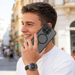 Telefontok Xiaomi 17T - Tech-Protect Magmat MagSafe kompatibilis áttetsző műanyag hátlap tok, fekete szilikon kerettel-7