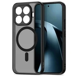 Telefontok Xiaomi 17T Pro - Tech-Protect Magmat MagSafe kompatibilis áttetsző műanyag hátlap tok, fekete szilikon kerettel-2