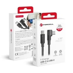 Forcell F-Energy - Type-C / Type-C (USB-C) szövet kábel (90 fokban elfordított csatlakozó véggel), 120 cm / 100W-4