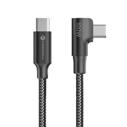 Forcell F-Energy - Type-C / Type-C (USB-C) szövet kábel (90 fokban elfordított csatlakozó véggel), 120 cm / 100W-2
