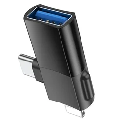 Hoco UA17 - Lightning / Type-C (USB-C) / USB - OTG adapter, fekete-2