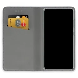 Telefontok Xiaomi 17T - arany mágneses szilikon keretes könyvtok-1