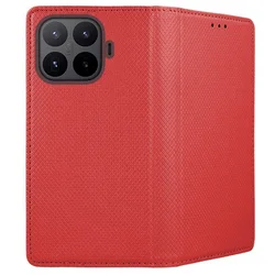 Telefontok Xiaomi 17T Pro - piros mágneses szilikon keretes könyvtok-2