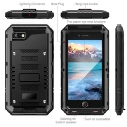 Telefontok iPhone 6 6G 6S - Beasyjoy H2O ütés- és vízálló fém, csavaros telefontok, IP-68 védelemmel, fekete-2