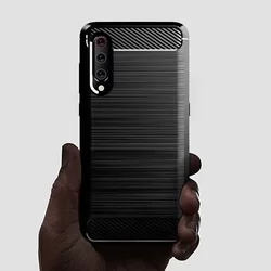 Telefontok Xiaomi Mi A3 - Carbon Fiber fekete szilikon tok-1