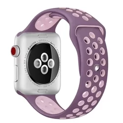 Apple Watch Series 1/2/3/4 (42mm-44mm) okosóra szíj - Handodo Double Lila/Pink szilikon szíj-1