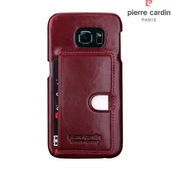 Telefontok Samsung Galaxy S6 Edge - Pierre Cardin Valódi Bőr Tok - G925 - Piros (8719273214374)-1