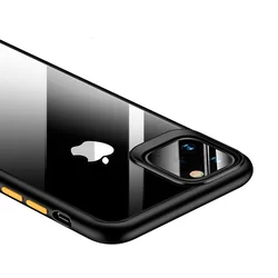 Telefontok iPhone 11 - USAMS átlátszó plexi tok fekete szilikon kerettel-1