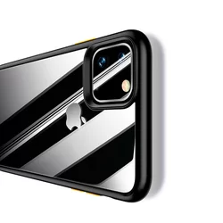 Telefontok iPhone 11 - USAMS átlátszó plexi tok fekete szilikon kerettel-2