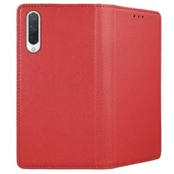 Telefontok Xiaomi Mi 9 Lite - piros mágneses szilikon keretes könyvtok-1