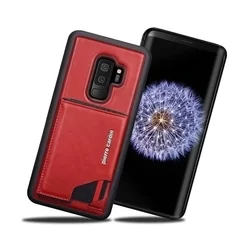 Telefontok Pierre Samsung Galaxy S9 Plus - Cardin Bőr + Szilikon Tok A - Piros (8719273146033)-1