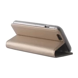 Telefontok LG K30 (2019) - arany mágneses átlátszó szilikon keretes könyvtok-2