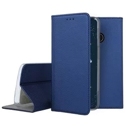 Telefontok Huawei P30 Lite - kék mágneses szilikon keretes könyvtok-1