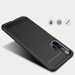 Telefontok Honor 20 / Huawei Nova 5T - Carbon Fiber fekete szilikon tok-4