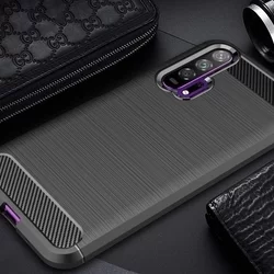 Telefontok Honor 20 / Huawei Nova 5T - Carbon Fiber fekete szilikon tok-6