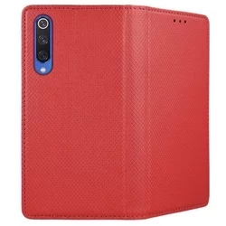 Telefontok Xiaomi Mi 9 SE -piros mágneses szilikon keretes könyvtok #2-3