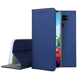 Telefontok LG K40S - kék mágneses szilikon keretes könyvtok -1