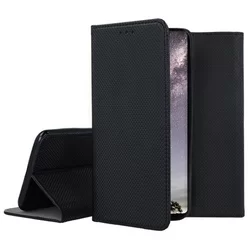 Telefontok LG K40S - fekete mágneses szilikon keretes könyvtok-1
