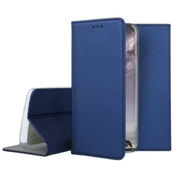 Telefontok Xiaomi Mi 9 SE - kék mágneses szilikon keretes könyvtok -2