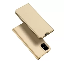 Telefontok Samsung Galaxy A51 - Dux Ducis arany flipcover tok-1