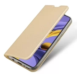 Telefontok Samsung Galaxy A51 - Dux Ducis arany flipcover tok-2