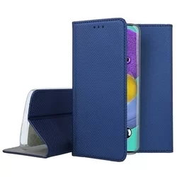 Telefontok Samsung Galaxy A51 - kék mágneses szilikon keretes könyvtok-1