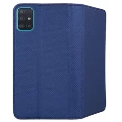 Telefontok Samsung Galaxy A51 - kék mágneses szilikon keretes könyvtok-3