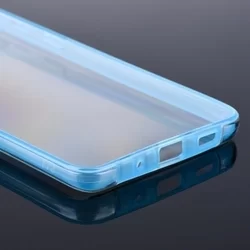 Telefontok Samsung Galaxy S20 Ultra - átlátszó kék keretes szilikon előlap + plexi hátlapi tok 360°-3