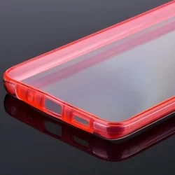 Telefontok Samsung Galaxy S20 Ultra - átlátszó piros keretes szilikon előlap + plexi hátlapi tok 360°-1