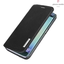 Telefontok Pierre Cardin Kihajtható Valódi Bőr Tok Samsung Galaxy S6 Edge - G925 - Fekete (8719273215746)-1