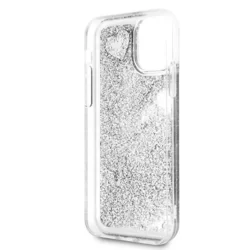 Telefontok iPhone 11 Pro - Guess Glitter Hearts ezüst-átlátszó hátlap tok-3