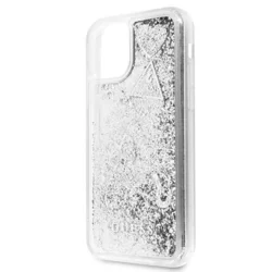 Telefontok iPhone 11 Pro - Guess Glitter Hearts ezüst-átlátszó hátlap tok-4