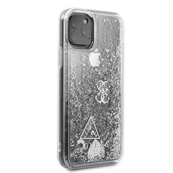 Telefontok iPhone 11 Pro - Guess Glitter Hearts ezüst-átlátszó hátlap tok-5