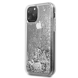 Telefontok iPhone 11 Pro - Guess Glitter Hearts ezüst-átlátszó hátlap tok-6