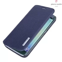 Telefontok Pierre Cardin Kihajtható Valódi Bőr Tok Samsung Galaxy S6 Edge - G925 - Sapphire Kék (8719273215784)-1