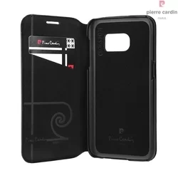 Telefontok Pierre Cardin Kihajtható Valódi Bőr Tok Samsung Galaxy S7 - G930F - Fekete (8719273215791)-2