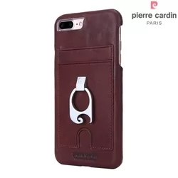 Telefontok Pierre Cardin Valódi Bőr Tok Kitámasztóval Barna IPhone 7 Plus / 8 Plus (8719273130803)-1