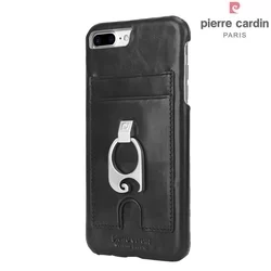 Telefontok Pierre Cardin Valódi Bőr Tok Kitámasztóval Fekete IPhone 7 Plus / 8 Plus (8719273130827)-1
