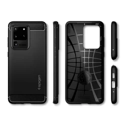 Telefontok Samsung Galaxy S20 Ultra - SPIGEN RUGGED ARMOR Matt fekete tok-8