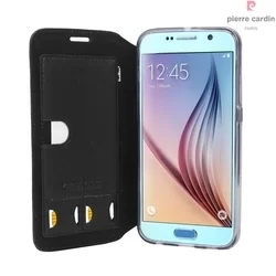 Telefontok Pierre Cardin Kihajtható Valódi Bőr Tok Samsung Galaxy S6 - G9200 - Fekete (8719273215111)-1
