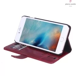 Telefontok Pierre Cardin Kihajtható Valódi Bőr Tok IPhone 6 Plus / 6s Plus - Piros (8719273215289)-2